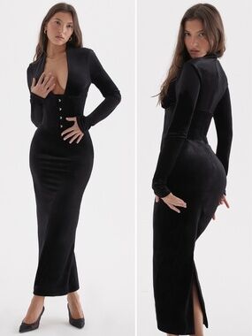 NEW House of CB Arabella Dress Black XS